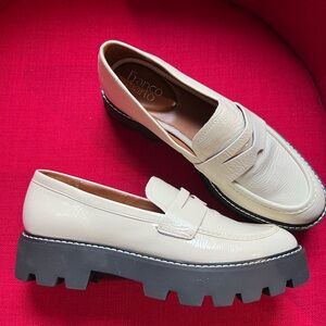 Franco Sarto Cream Chunky Sole Loafers New!